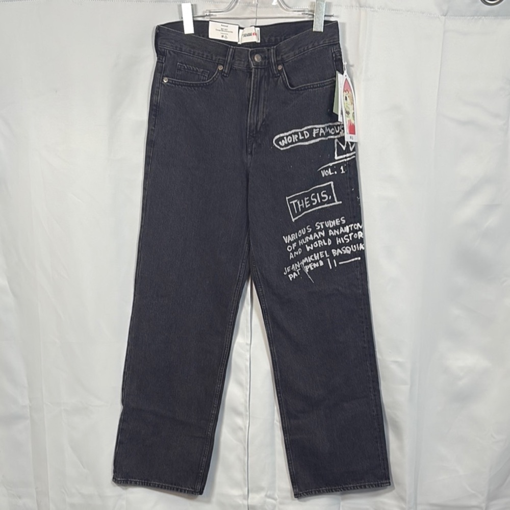 H&M Black Jean-Michel Basquiat High Rise Jeans with Graphic Print Men’s‎  30/32